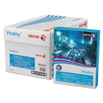 XEROX CORP. Vitality Multipurpose Printer Paper, 8 1/2 x 11, White, 5,000 Sheets/CT