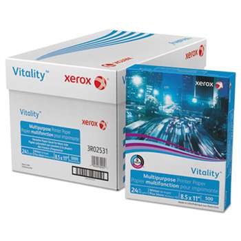 XEROX CORP. Vitality Multipurpose Printer Paper, 8 1/2 x 11, White, 500 Sheets/RM