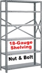 OPEN STEEL SHELVING EXTRA HEAVY-DUTY 18-GAUGE NUT & BOLT, 5-SHELF UNIT