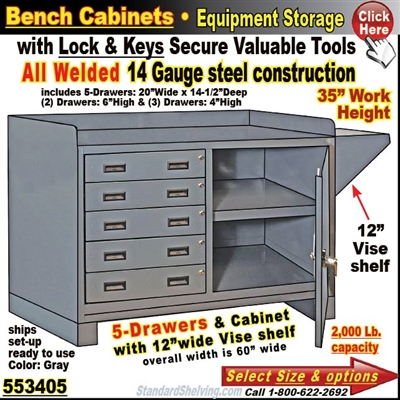 Heavy-Duty 5-Drawer Bench Storage Cabinet