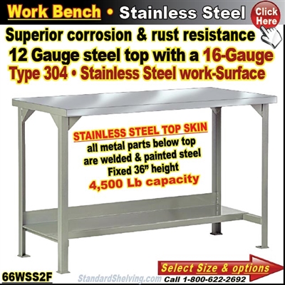 66WSS2F / Stainless Steel Work Benches