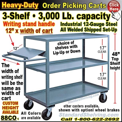 88CO / 3-Shelf Order Picking Truck with writing shelf