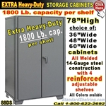 88DS / Heavy-Duty Storage Cabinets, 1800 Lb. Cap.per shelf