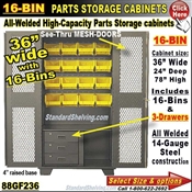 88GF236 / 16-Bin Heavy-Duty Storage Cabinet
