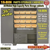 88HN236 / 16-Bin Heavy-Duty Storage Cabinet