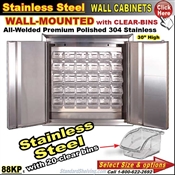 88KP / Wall Mount Stainless Steel Storage Cabinets with bins