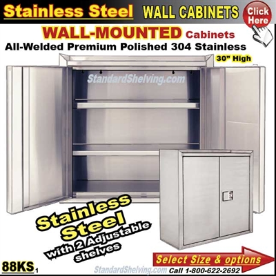 88KS / Wall Mount Stainless Steel Storage Cabinets