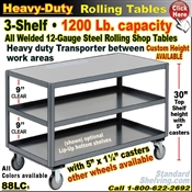 88LC / Heavy Duty 3-Shelf Rolling Table
