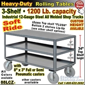 88LCZ / Heavy Duty 3-Shelf Soft-Ride Cart