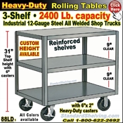 88LD / Extra Heavy Duty 3-Shelf Rolling Table
