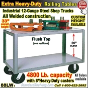 88LW / Extra Heavy Duty 2-Shelf Rolling Table