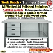 88VP / Stainless Steel Work Benches