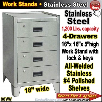 88VW / Stainless Steel Drawer Work Stand