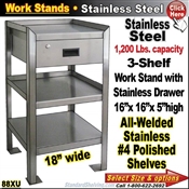 88XU / Stainless Steel 3-Shelf Work Stand
