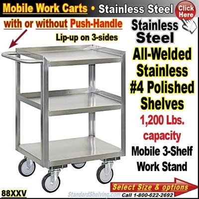88XXV / Stainless Steel 3-Shelf Mobile Carts