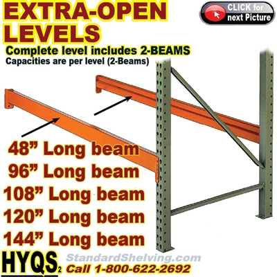 Pallet Rack EXTRA-LEVELS OPEN (no-decking) / HYELO
