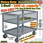 JMGK / Heavy Duty Mesh 12" Deep-Lip Shelf Service Cart