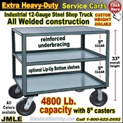 JMLE / Extra Heavy Duty 3-Shelf Rolling Steel Table