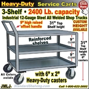 JMLJ / EXTRA Heavy Duty 3-Shelf Service Cart