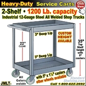 JMLT / Heavy Duty Deep-Lip 2-Shelf Service Cart