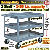 JMNR / Heavy Duty Deep-Lip 3-Shelf Service Cart