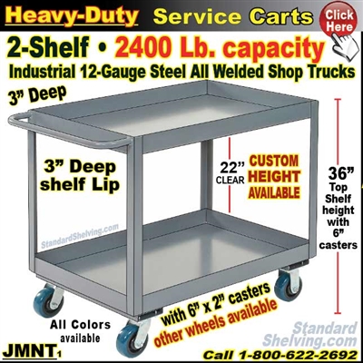 JMNT / Heavy Duty Deep-Lip 2-Shelf Service Cart