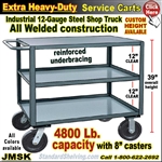 JMSK / Extra Heavy Duty 3-Shelf Service Cart & Steel Rolling Table