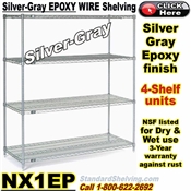 Silver-Gray Epoxy 4-Shelf Wire Shelving / NX1EP