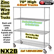 Zinc-Chromate Wire 4-Shelf Trucks / NX2B