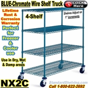 Blue-Chromate Wire 4-Shelf Trucks 70"high / NX2C