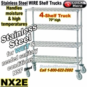 Stainless Steel 4-Shelf Wire Shelf Trucks / NX2E