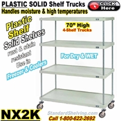 70"High Plastic 4-Shelf Solid Shelf Truck / NX2K