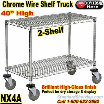Chrome Wire 2-Shelf Trucks 40"High / NX4A
