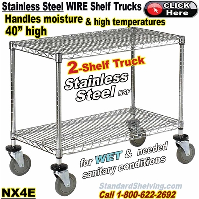 Stainless Steel 2-Shelf Wire Shelf Trucks / NX4E