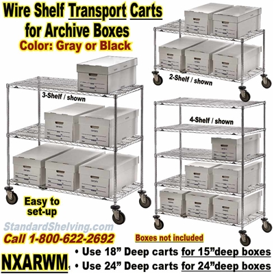 Wire Shelf Archive Transport Carts  / NXARWM