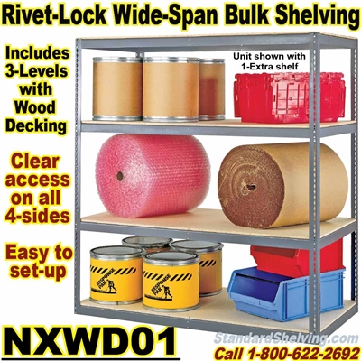 Wood-Deck Industrial Rivet Shelving / NXWD01