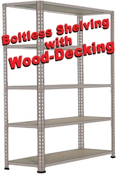 LOW-PROFILE DOUBLE-RIVET BOLTLESS-SHELVING WITH WOOD DECKING