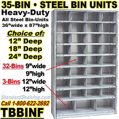 35-Bin Openings Steel Shelf Unit / TBBINF35