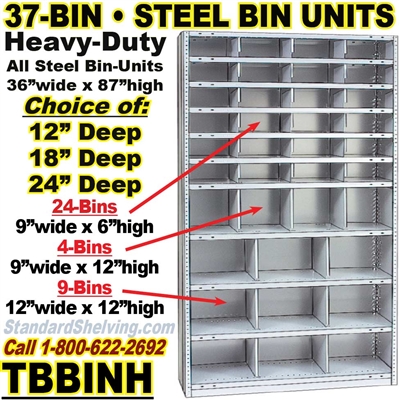 37-Bin Openings Steel Shelf Unit / TBBINH37