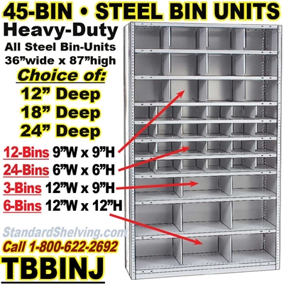 45-Bin Openings Steel Shelf Unit / TBBINJ45