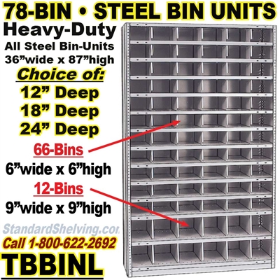 78-Bin Openings Steel Shelf Unit / TBBINL78