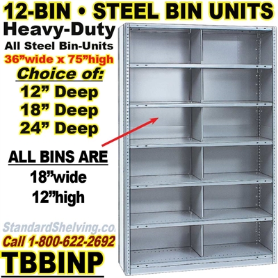 12-Bin Openings Steel Shelf Unit / TBBINP12