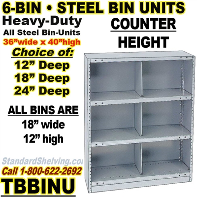 6-Bin Openings Steel Shelf Unit / TBBINU6