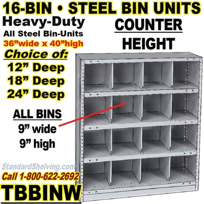 16-Bin Openings Steel Shelf Unit / TBBINW16