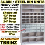 34-Bin Openings Combo 18-Drawer Steel Shelf Unit / TBBINZ34