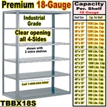 18 gauge Open Steel Shelving / Sturdy-Shelf / TBBX18S