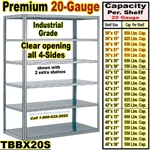 20 gauge Open Steel Shelving / Sturdy-Shelf / TBBX20S