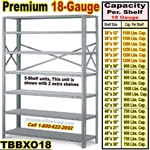 18 gauge Open Steel Shelving / Clip-Type / TBBXO18