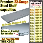 Extra 22 gauge Steel Welded Box Shelves / TBBXS22