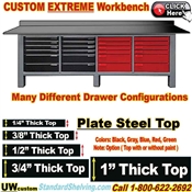 CUSTOM Extreme Duty Plate Steel Top WorkBenches